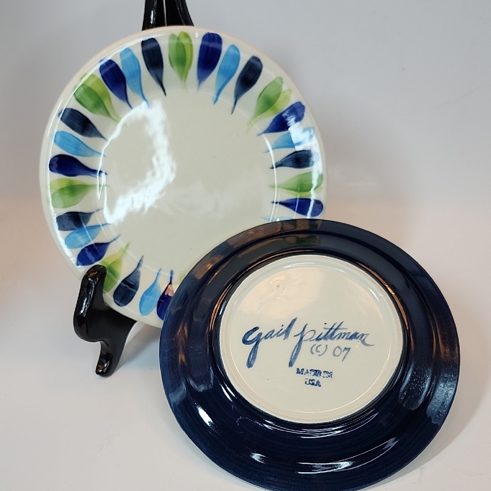 Rare Gail Pittman Blue and Green Decorative Plate